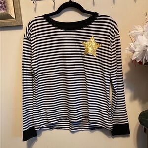 Justice Girl’s Striped Long Sleeve Shirt with Gold Star Sz 16/18.